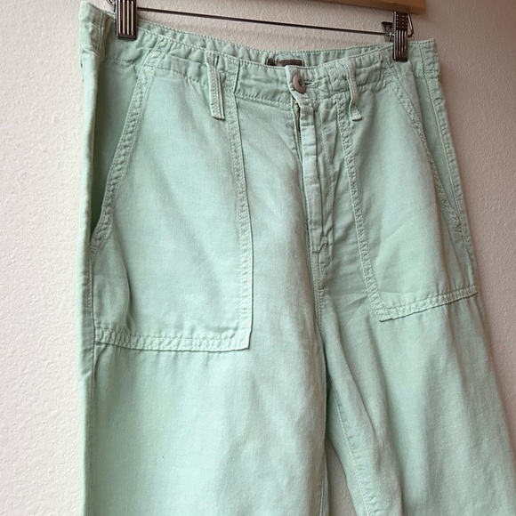 Mother Hedge Green The Shaker Chop Cropped Linen Blend Pants Size 27 - Picture 5 of 16